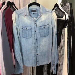 acid wash denim button up